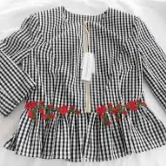 Rinascimento Black and White Striped Peplum Blouse - Picture 2 of 4